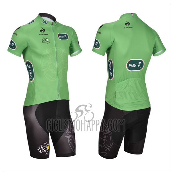 Tour de France Cycling Jersey Bib Short 2014 Men Short Sleeve Green